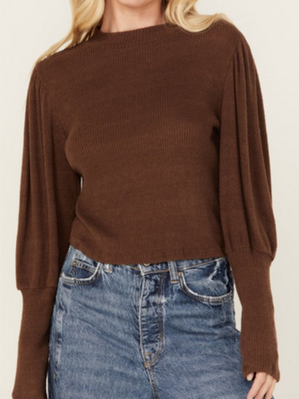 Panhandle Slim Southwestern Aztec Knit Sweater Brown Mock Neck Women
